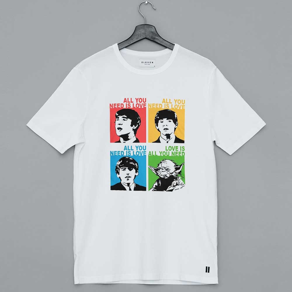 All You Need Is Love With The Beatles & Yoda T Shirt