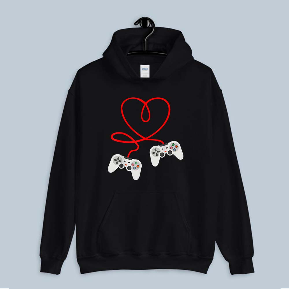 Video Gamer Valentines Day Shirt With Controllers Heart Hoodie