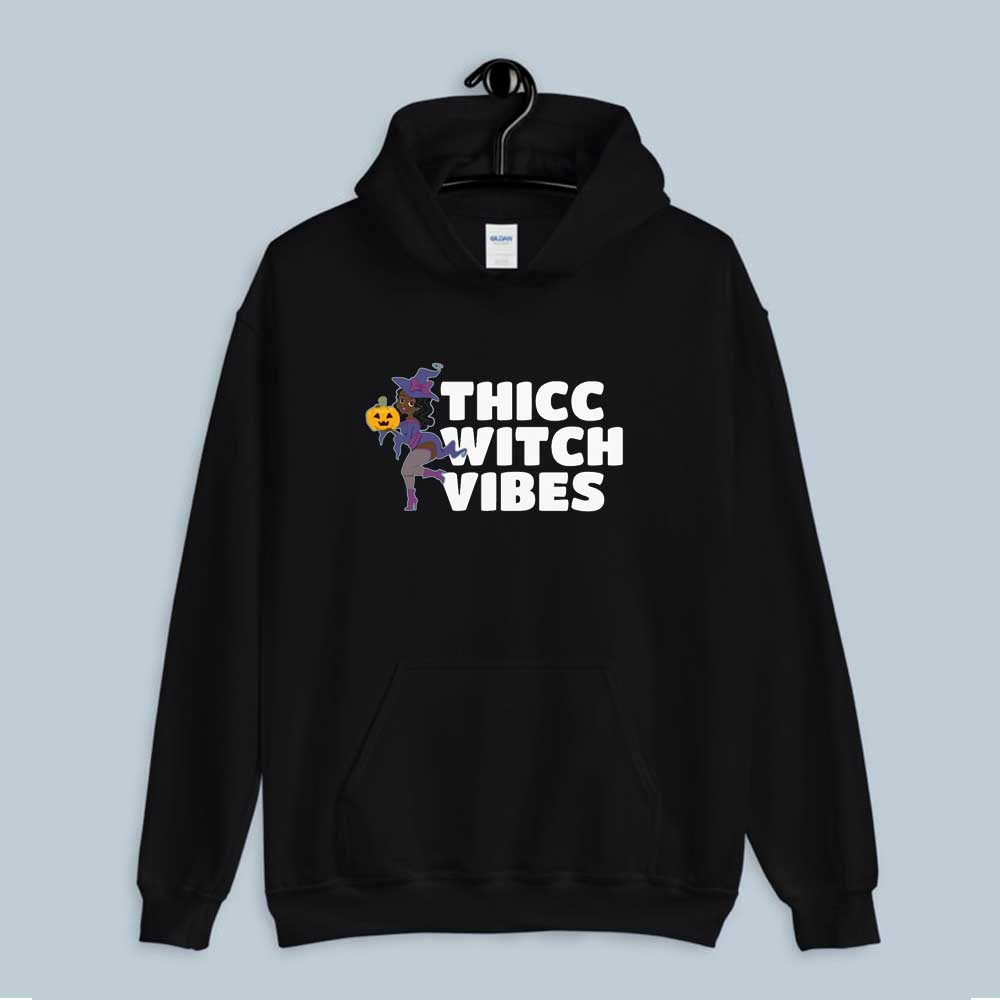 Thicc Witch Vibes Funny Bbw Redhead Witch Halloween Hoodie
