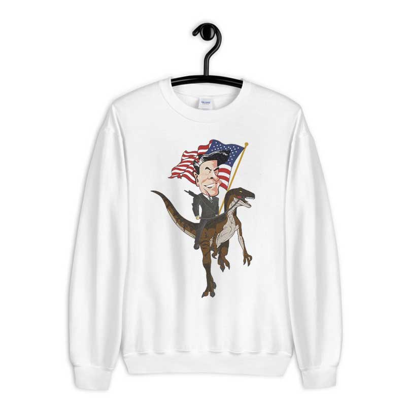 Sweatshirt Ronald Reagan Riding Velociraptor