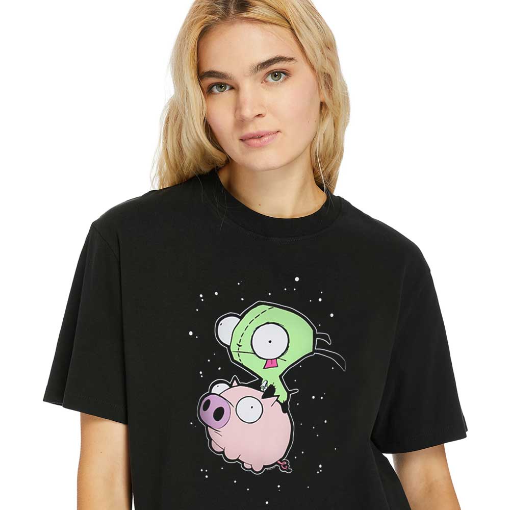 Women-T-Shirt Invader-Zim-Gir-Riding-Pig