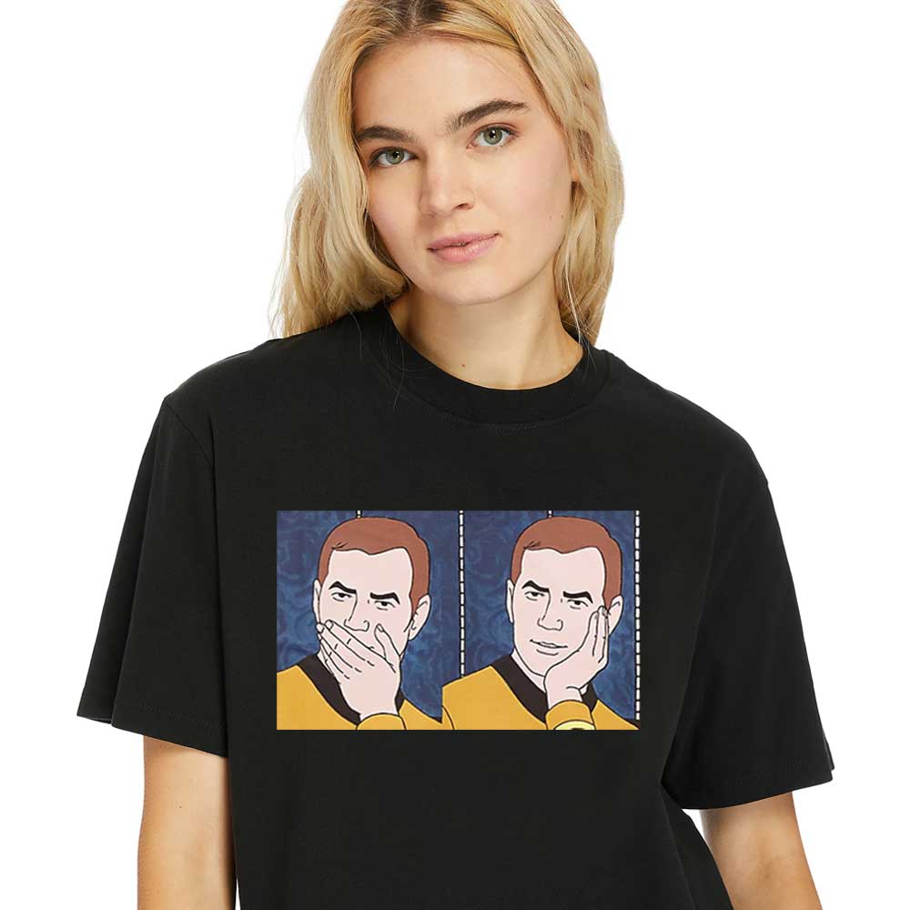 Women Shirt Star-Trek-Surprised-Meme-The-Animated-Series-Kirk-T-Shirt