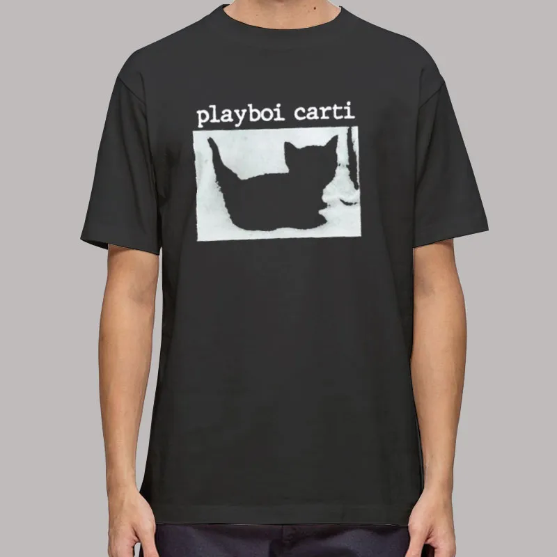 Mens T Shirt Black Vintage Playboi Carti Cat Hoodie