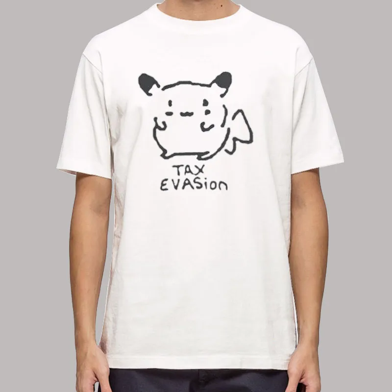 Mens T Shirt White Pikachu Tax Evasion Hoodie