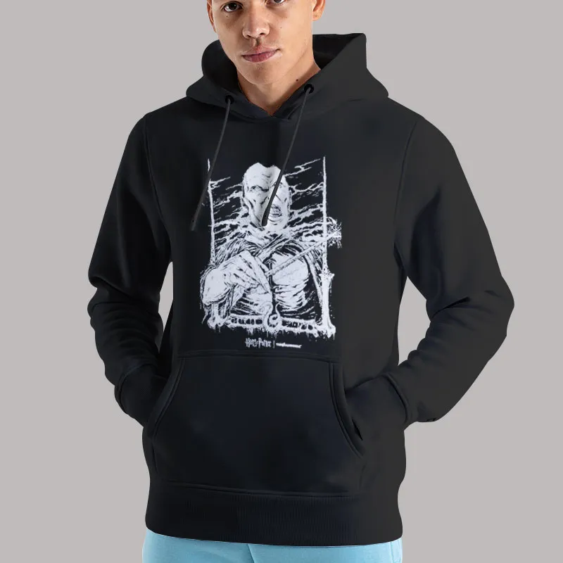 Skeleton Voldemort in a hoodie