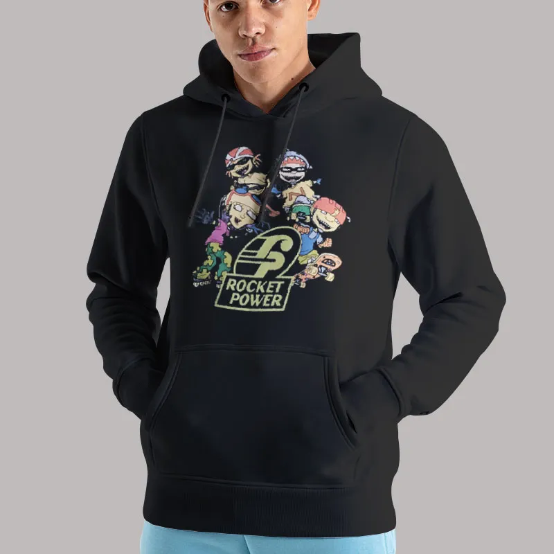 Unisex Hoodie Black Nickelodeon Skateboarding Team Rocket Power T Shirt