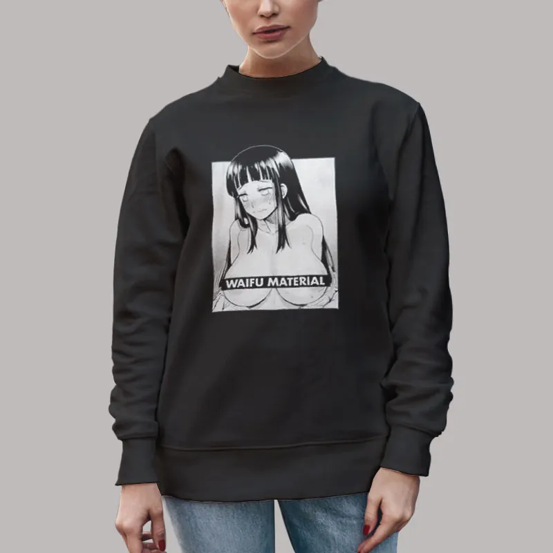 Unisex Sweatshirt Black Cute Anime Girl in Hoodie