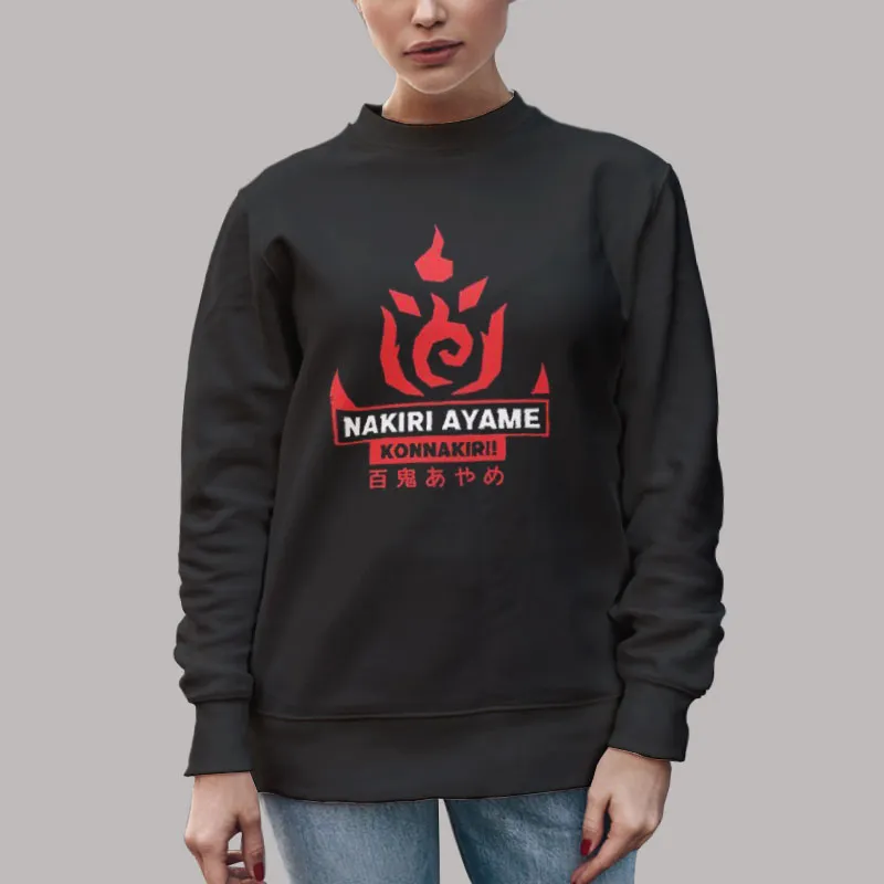 Unisex Sweatshirt Black Hololive Official Nakiri Ayame Hoodie