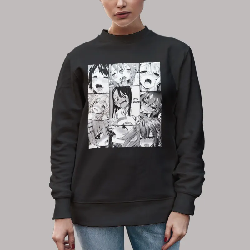 Unisex Sweatshirt Black Japanese Anime Ahegao Face Hoodie