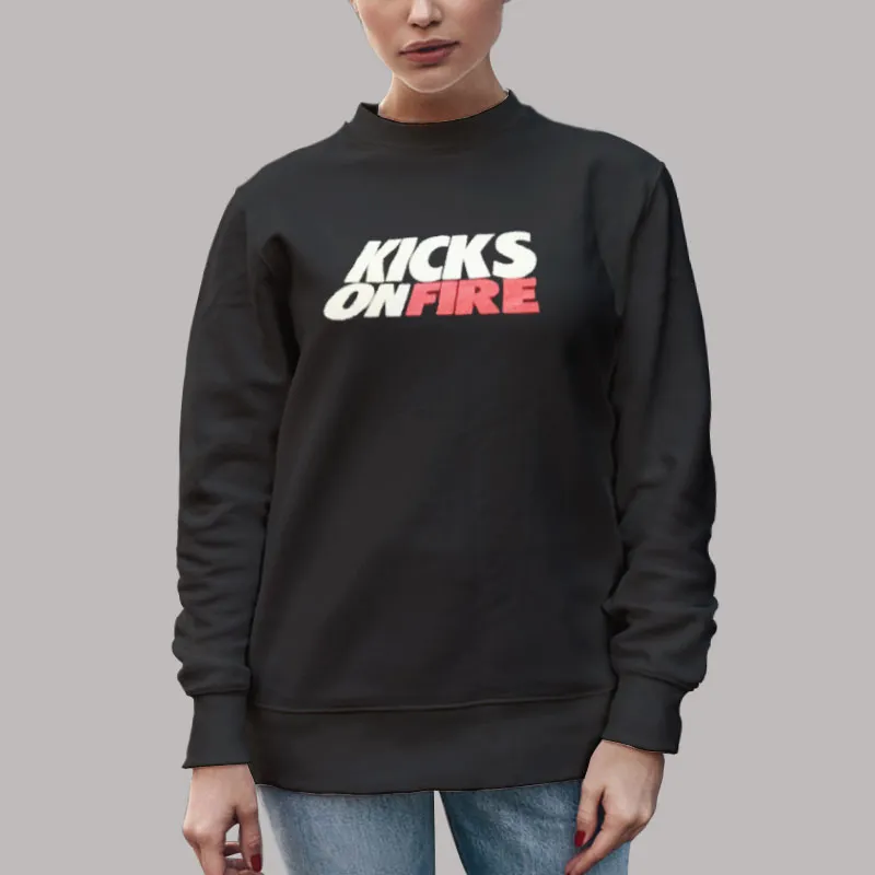 Unisex Sweatshirt Black OG Kicks on Fire T Shirt