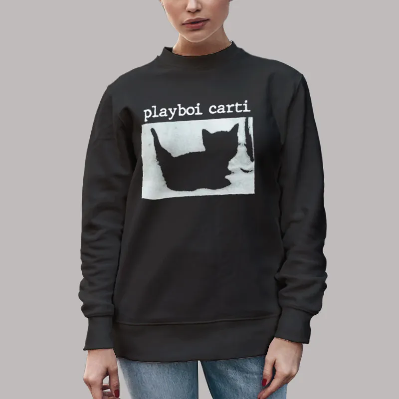 Unisex Sweatshirt Black Vintage Playboi Carti Cat Hoodie