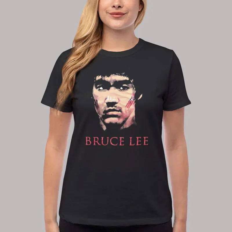 Women T Shirt Black Art Paint 90s Vintage Bruce Lee Shirt