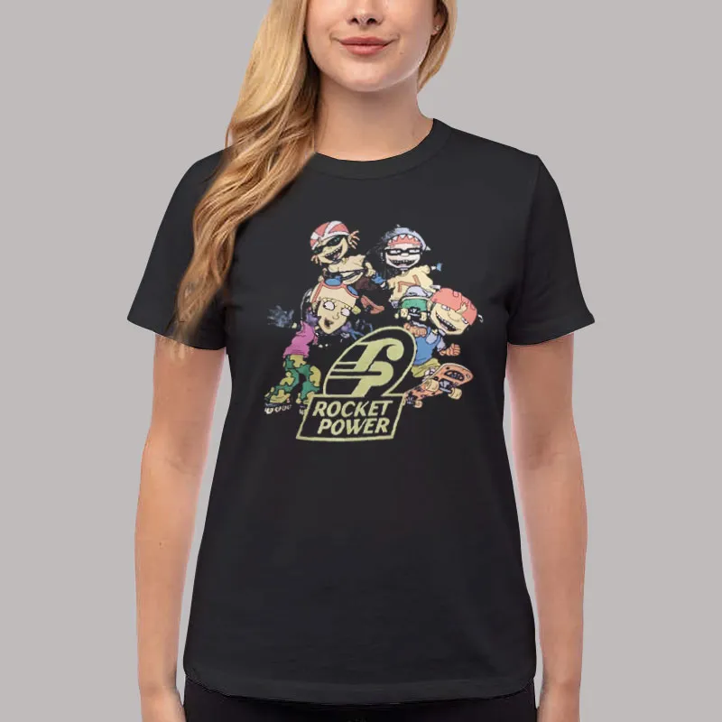 Women T Shirt Black Nickelodeon Skateboarding Team Rocket Power T Shirt