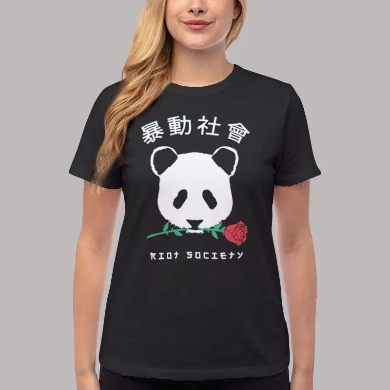 Women T Shirt Black Society Kane's Panda Hoodie