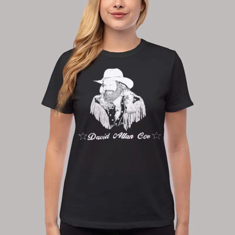 Women T Shirt Black Vintage Legend David Allan Coe Shirt