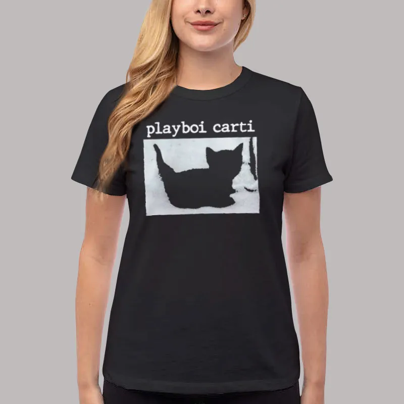 Women T Shirt Black Vintage Playboi Carti Cat Hoodie