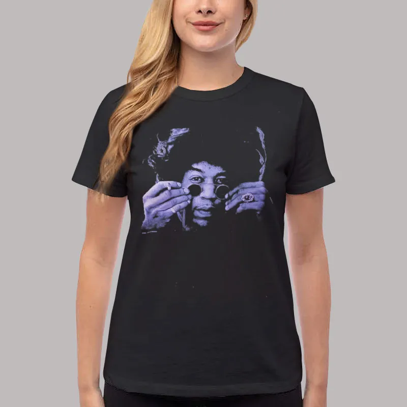Women T Shirt Black Vintage Purple Haze Jimi Hendrix T Shirt Vintage