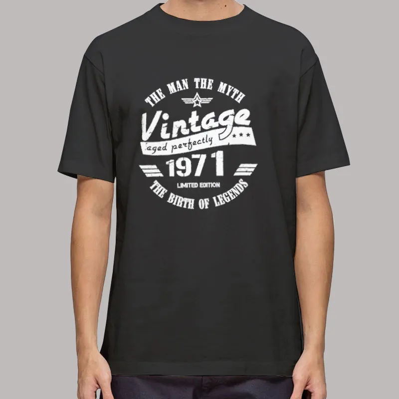 Mens T Shirt Black 50th Birthday Vintage 1971 Shirt