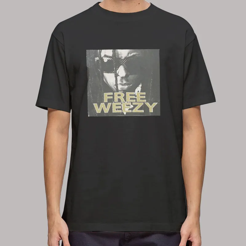 Mens T Shirt Black 90s Vintage Lil Wayne Free Weezy T Shirt
