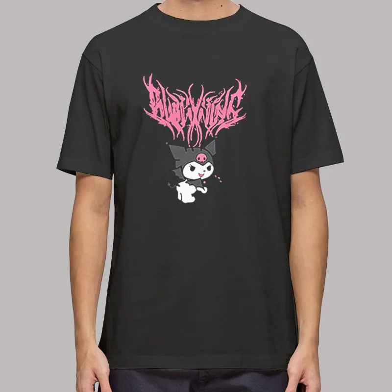 Mens T Shirt Black Funny My Melody and Kuromi Split Pullover Hoodie