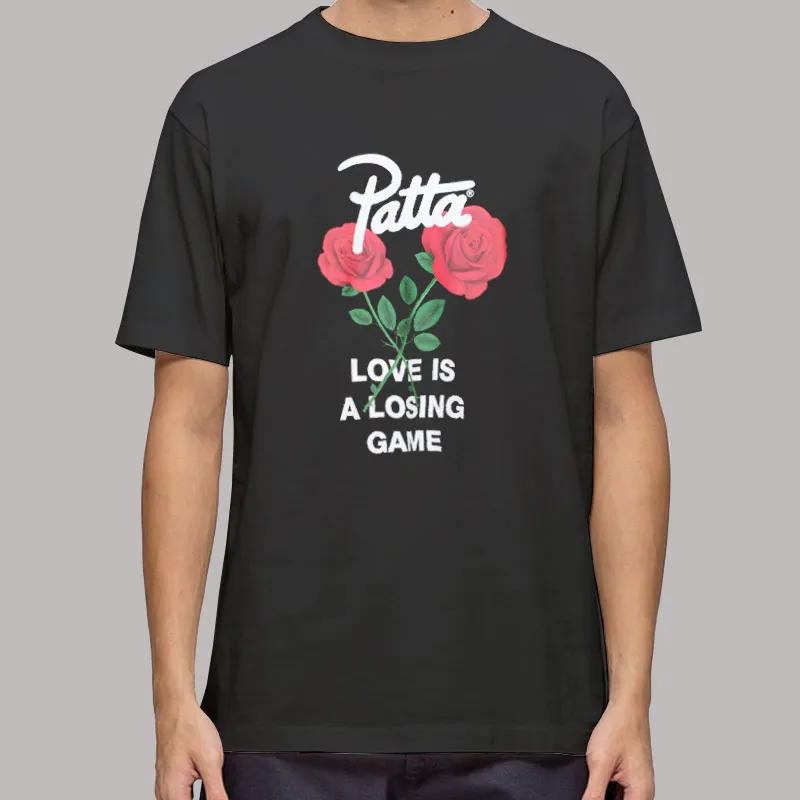 Mens T Shirt Black Funny Patta Love Is a Losing Game Hoodie