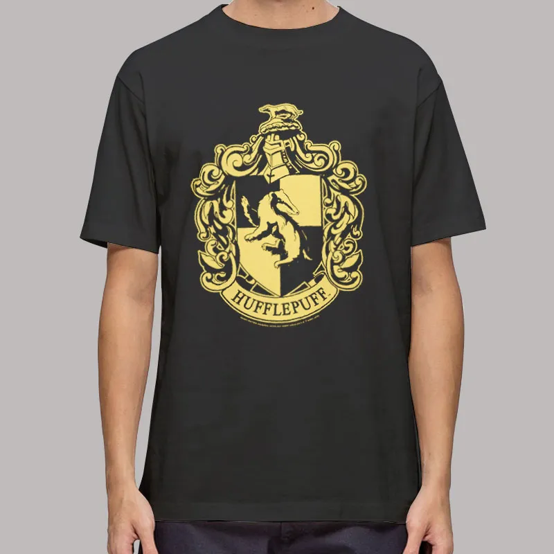 Mens T Shirt Black Harry Potter Crest Hufflepuff Sweatshirt