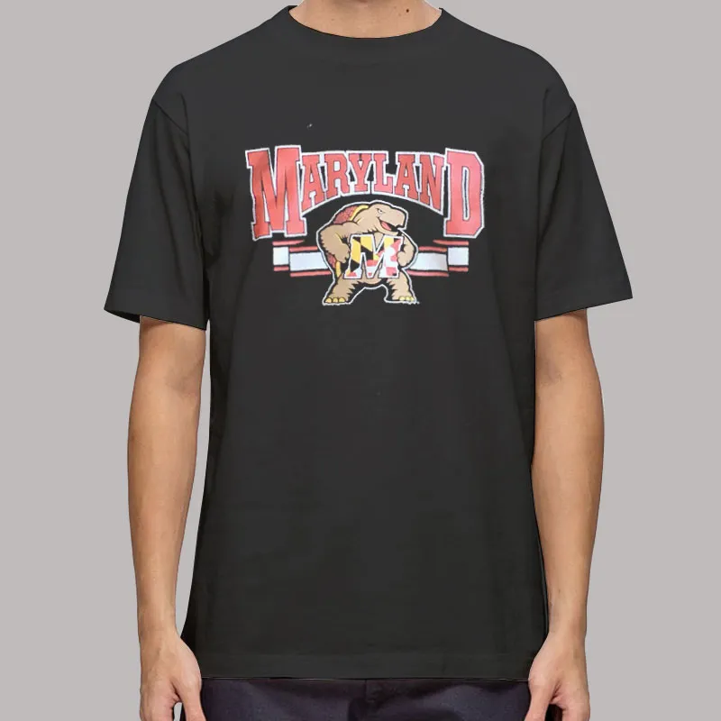 Mens T Shirt Black Vintage University of Maryland Sweatshirt