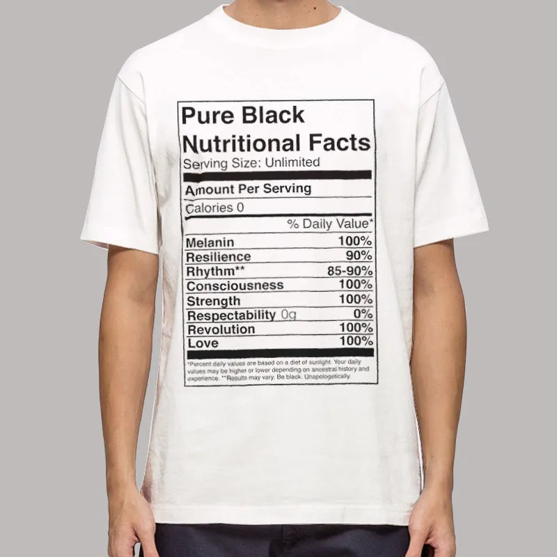 Mens T Shirt White Queen Pure Black Nutrition Fact Shirt