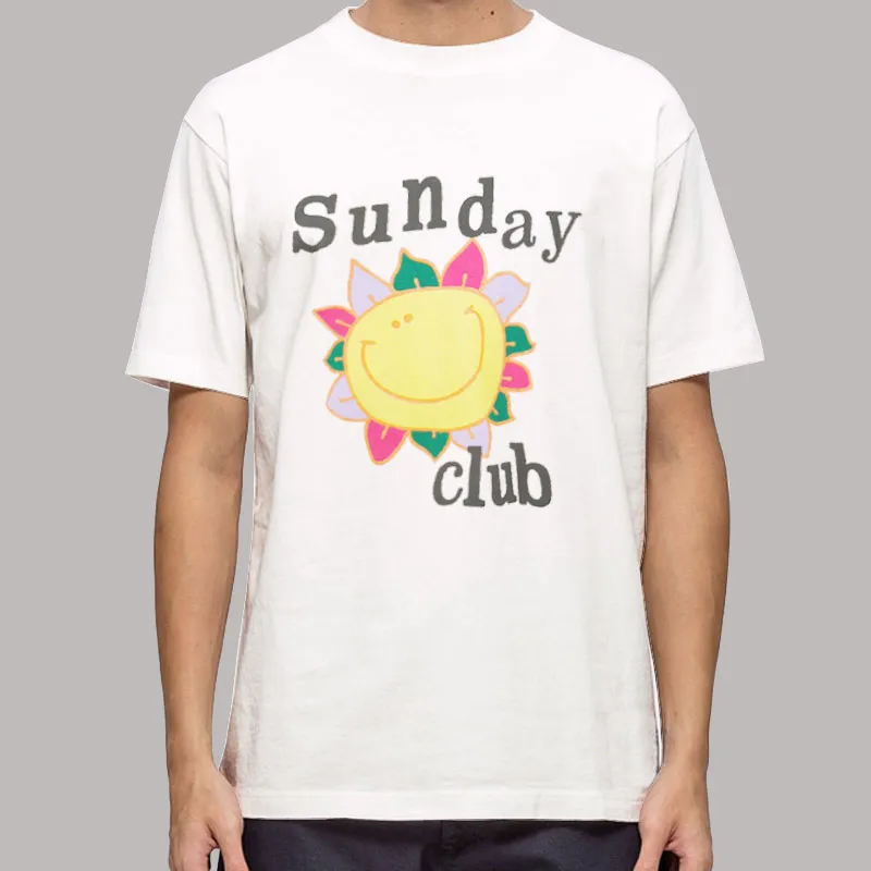 Mens T Shirt White Sunflowers Sunday Club Sweatshirt