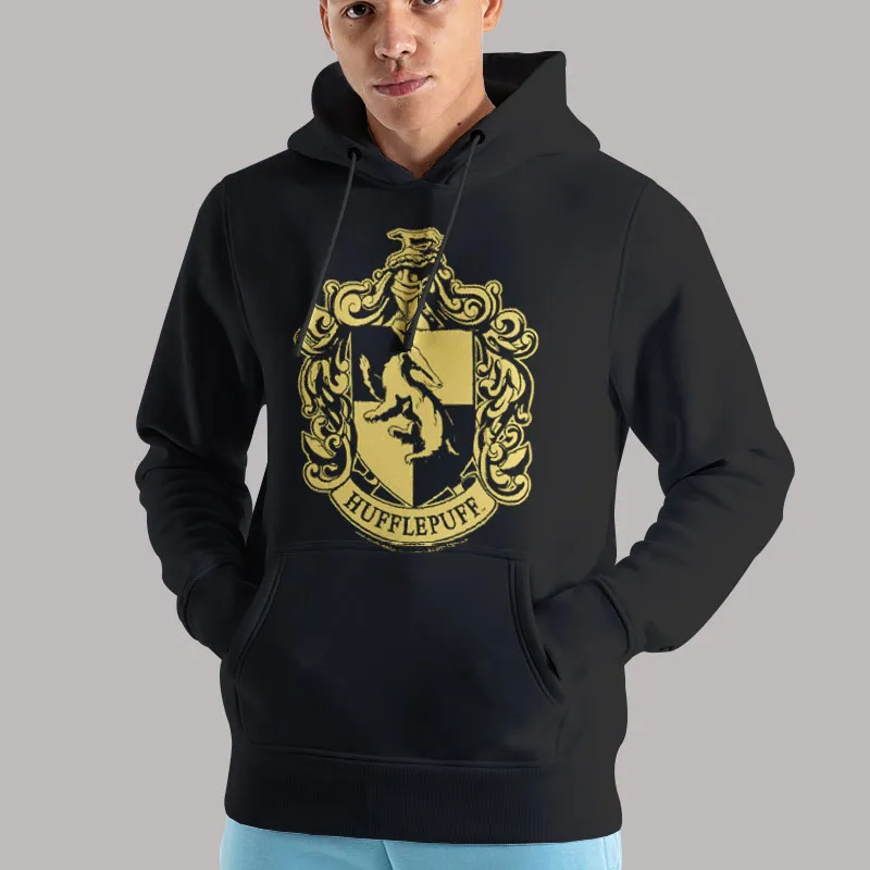 Unisex Hoodie Black Harry Potter Crest Hufflepuff Sweatshirt