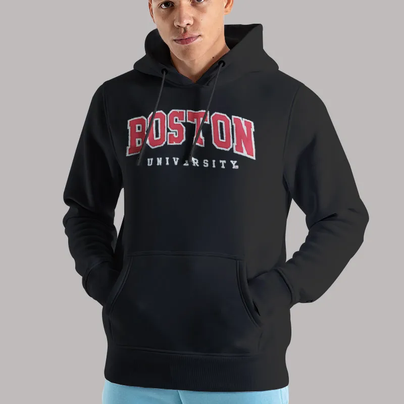 Unisex Hoodie Black Hockey Vintage Boston University Sweatshirt
