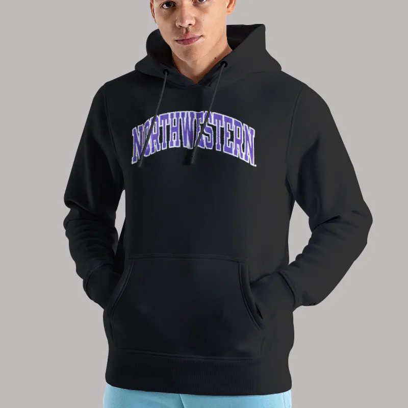 Unisex Hoodie Black Tackle Twill Northwestern Sweatshirt
