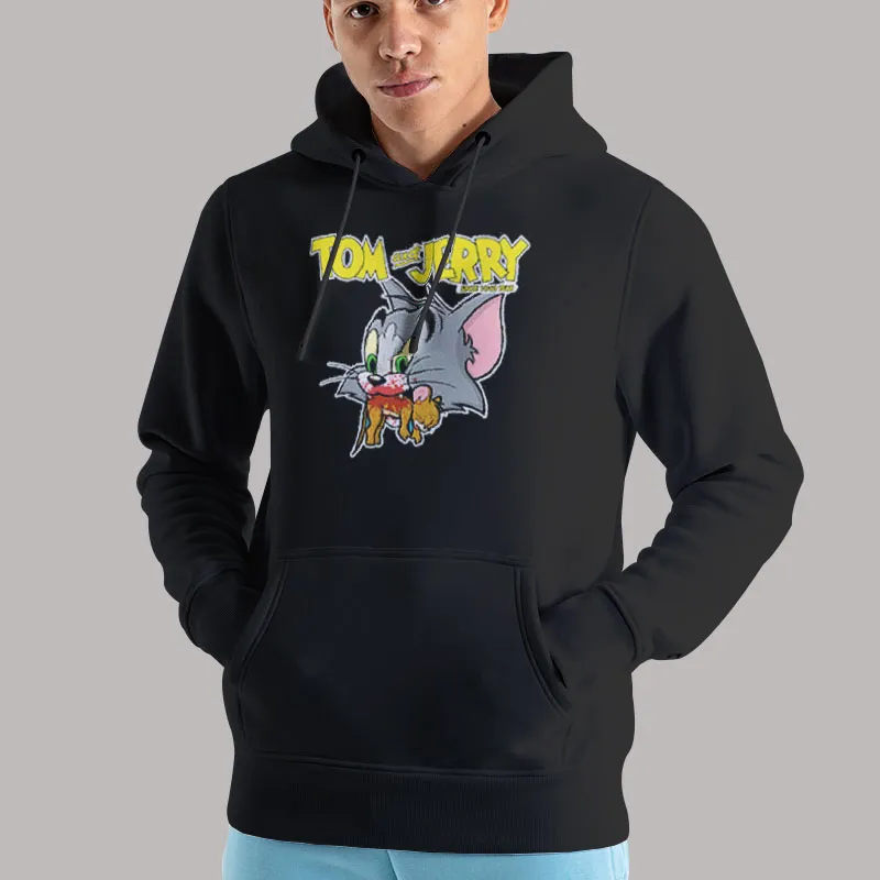 Unisex Hoodie Black Vintage Tom and Jerry Sweatshirt