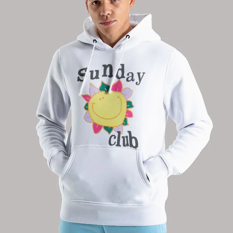 Unisex Hoodie White Sunflowers Sunday Club Sweatshirt