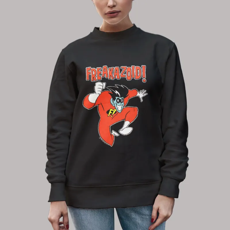 Unisex Sweatshirt Black Flex Superhero Freakazoid Shirt
