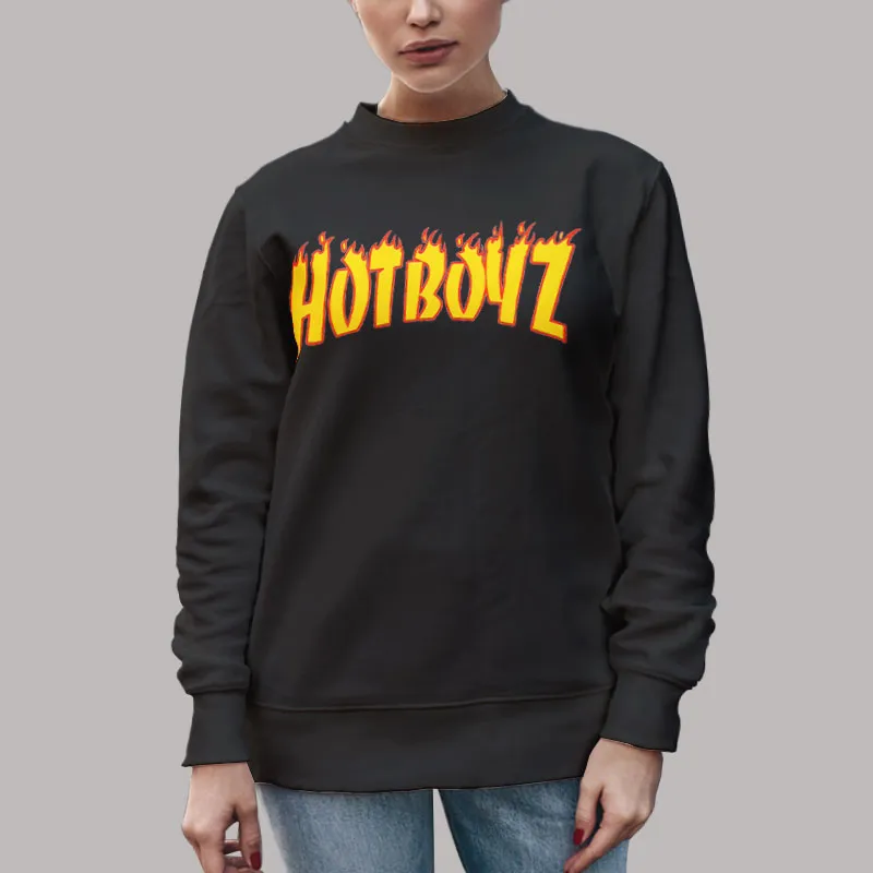 Unisex Sweatshirt Black Funny Flame Gear Hot Boyz Shirt