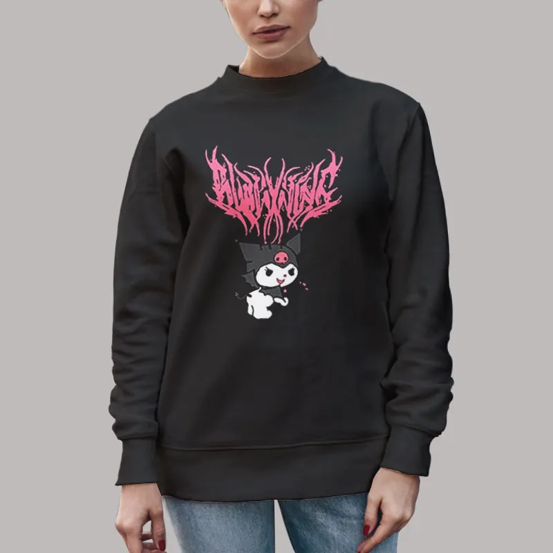 Unisex Sweatshirt Black Funny My Melody and Kuromi Split Pullover Hoodie