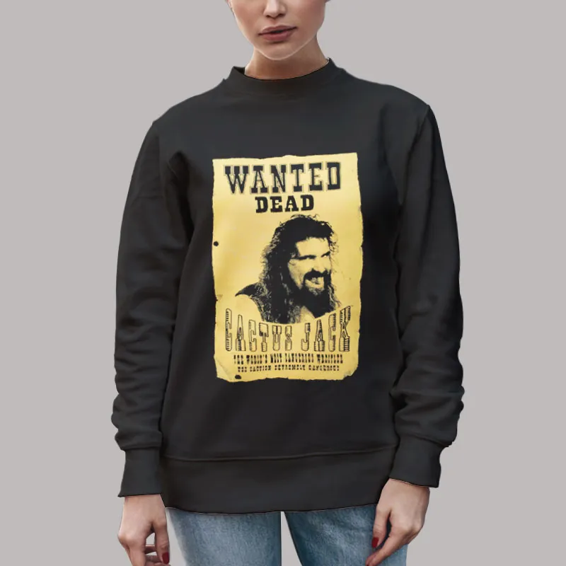 Unisex Sweatshirt Black Japanese Wrestler Cactus Jack Wanted Dead Shirt