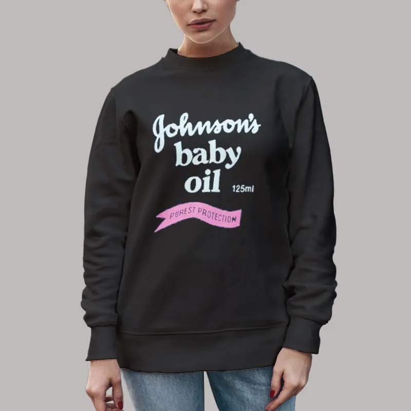Unisex Sweatshirt Black Oil Lotion Johnsons Baby Oil Shirt