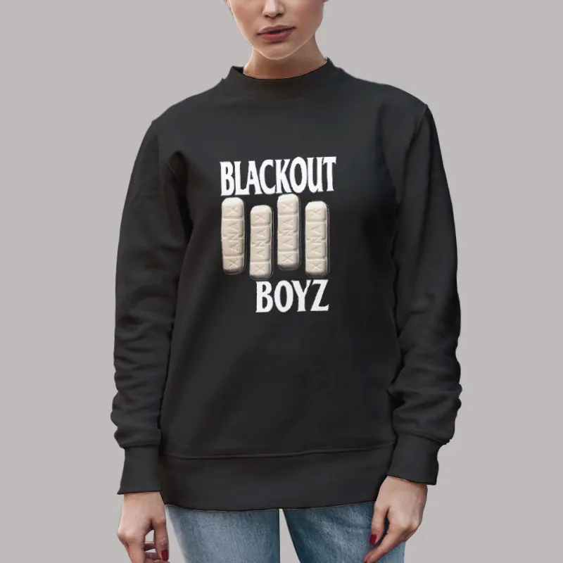 Unisex Sweatshirt Black Xanax Logo Blackout Boyz Hoodie