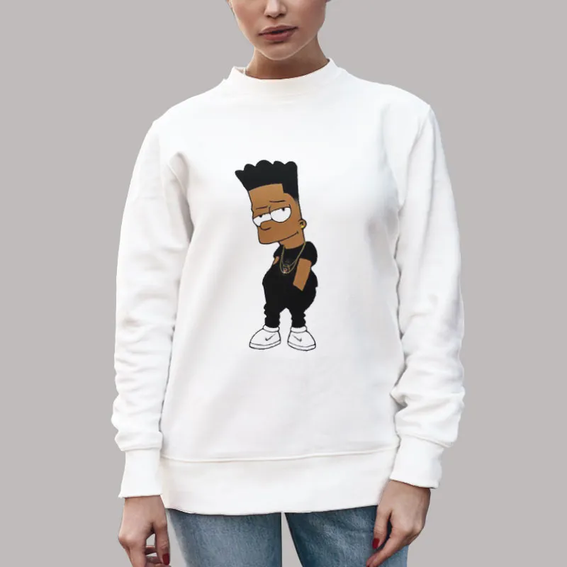 Unisex Sweatshirt White Dreads Homer Black Bart Simpson T Shirt
