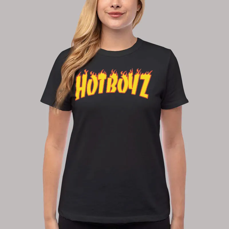 Women T Shirt Black Funny Flame Gear Hot Boyz Shirt