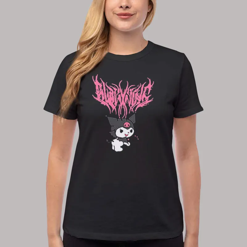 Women T Shirt Black Funny My Melody and Kuromi Split Pullover Hoodie