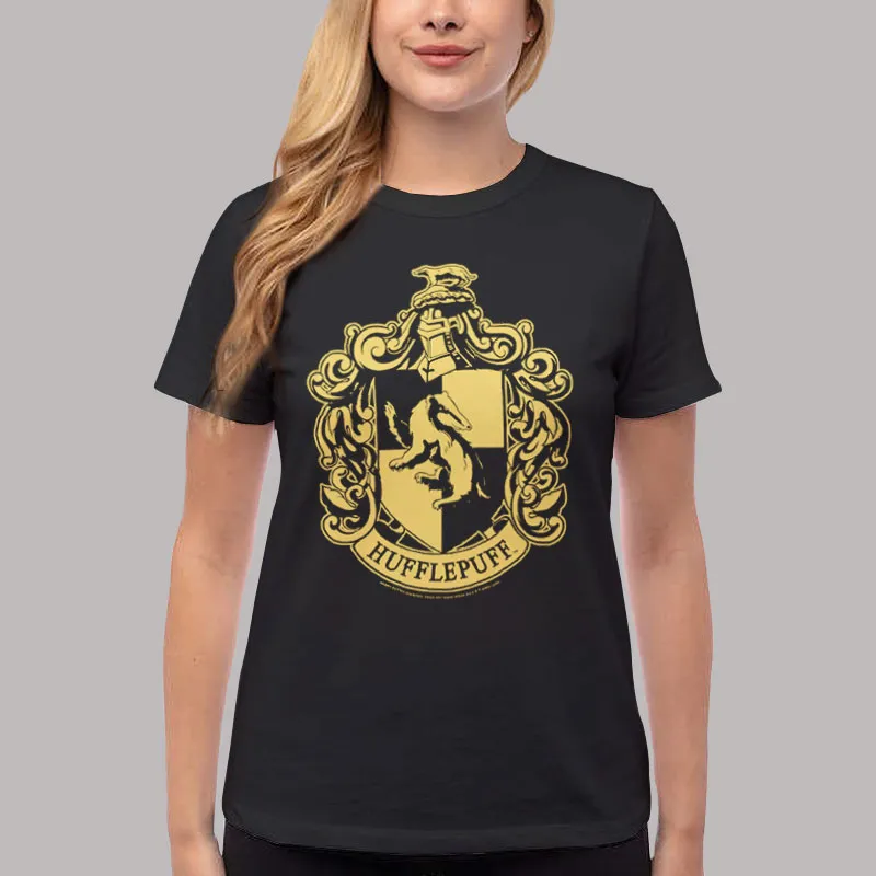 Women T Shirt Black Harry Potter Crest Hufflepuff Sweatshirt