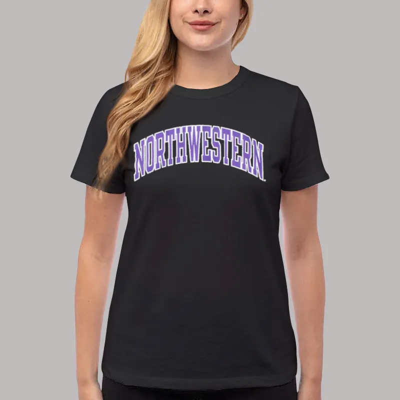Women T Shirt Black Tackle Twill Northwestern Sweatshirt
