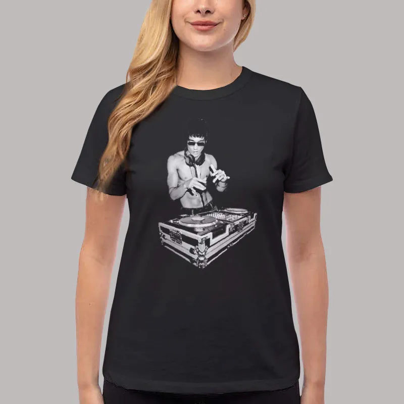 Women T Shirt Black Tony Stark Bruce Lee Dj Shirt