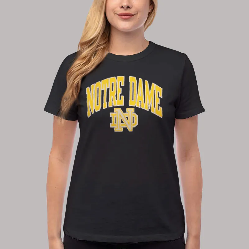 Women T Shirt Black University Vintage Notre Dame Sweatshirt