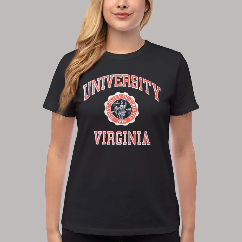 Women T Shirt Black Vintage 80s University of Virginia Uva Sweatshirt