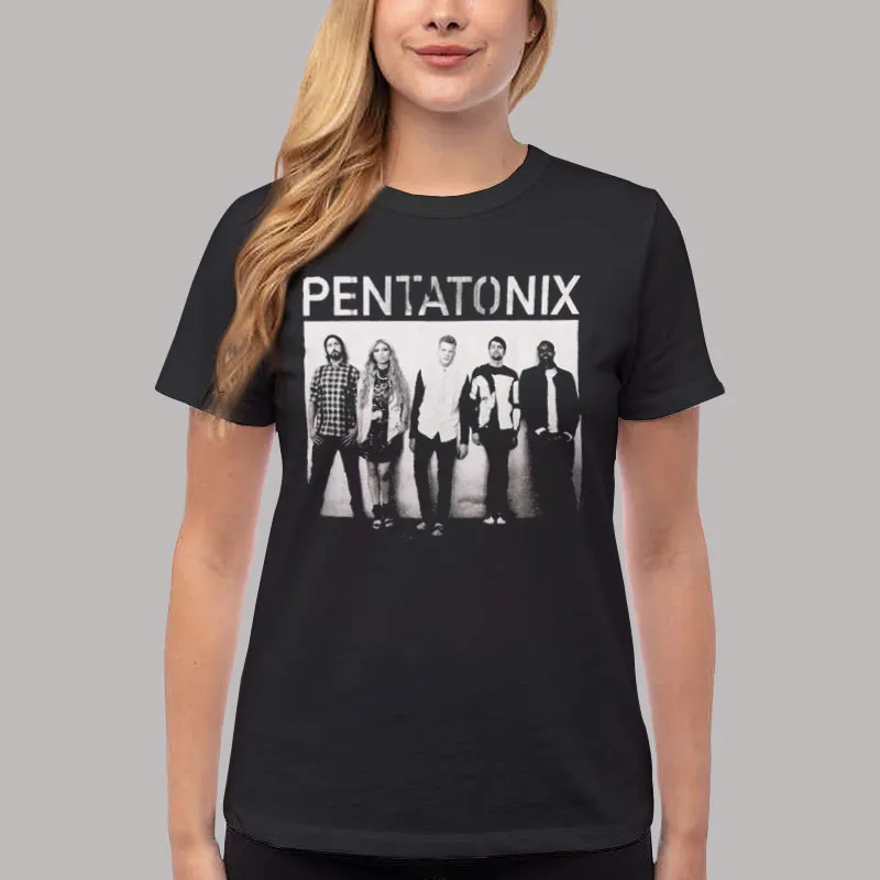 Women T Shirt Black Vintage Group Photo Pentatonix Tour Shirt