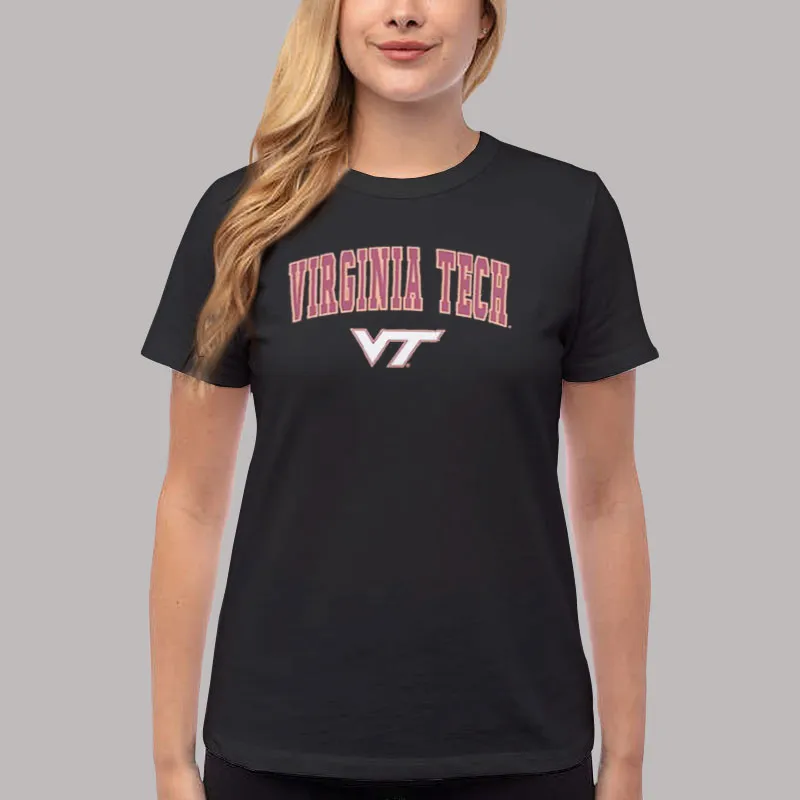 Women T Shirt Black Vintage Hokies Arch Virginia Tech Sweatshirt